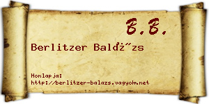 Berlitzer Balázs névjegykártya